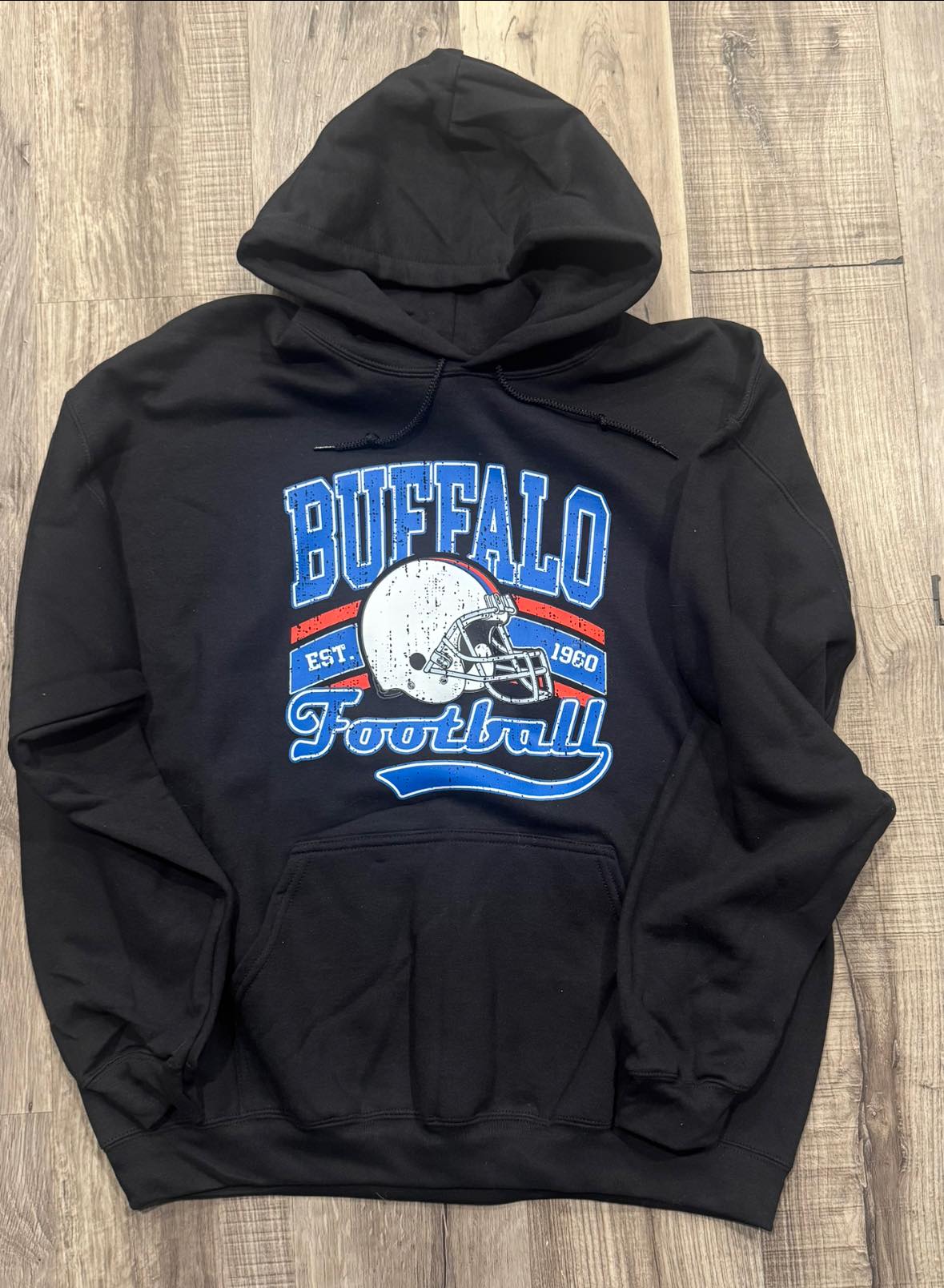 Buffalo Football Hoodie - front with vintage helmet design