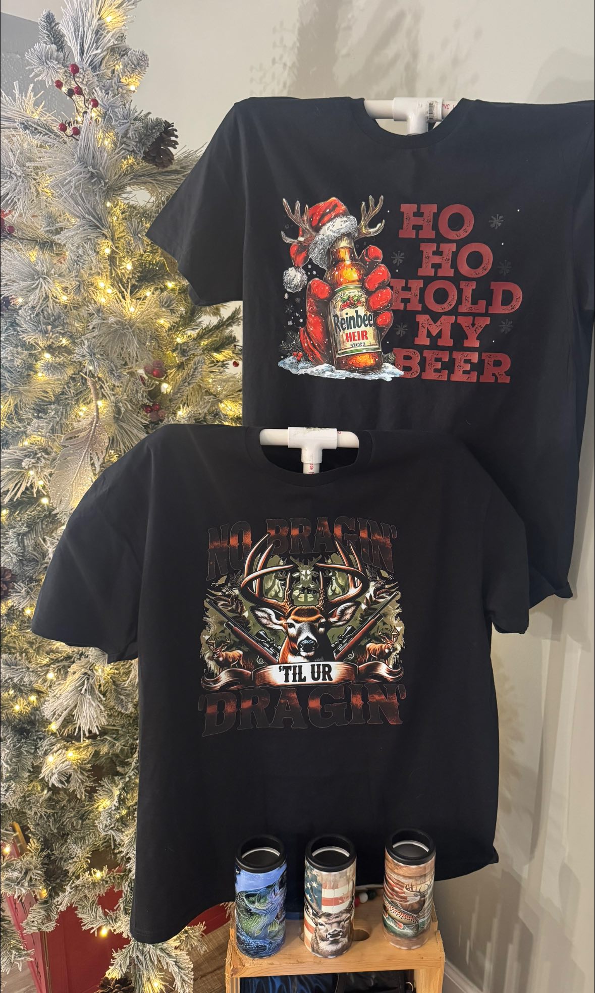Holiday Fun Tees - Ho Ho Hold My Beer and hunting designs