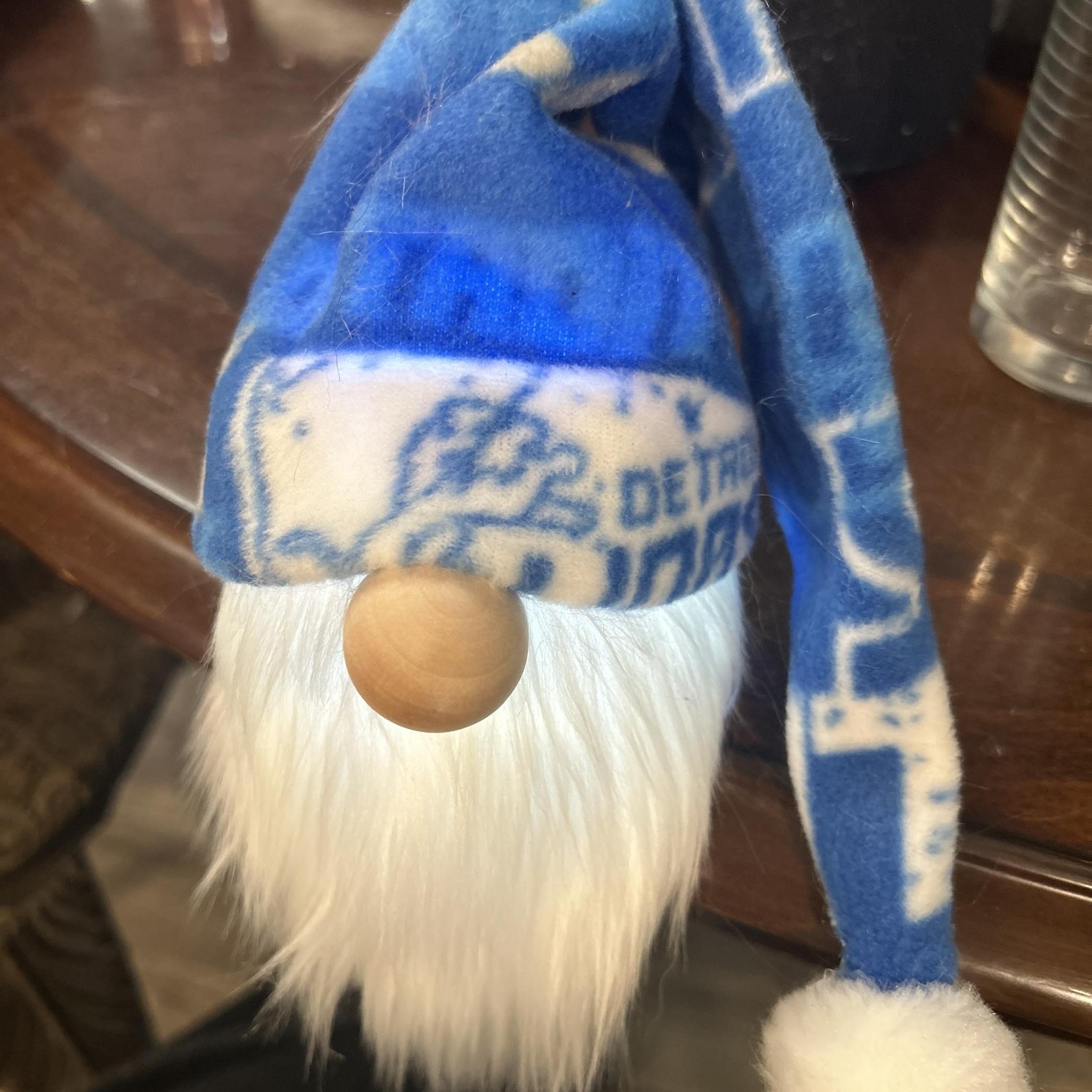 Detroit Lions Gnome with blue fleece hat