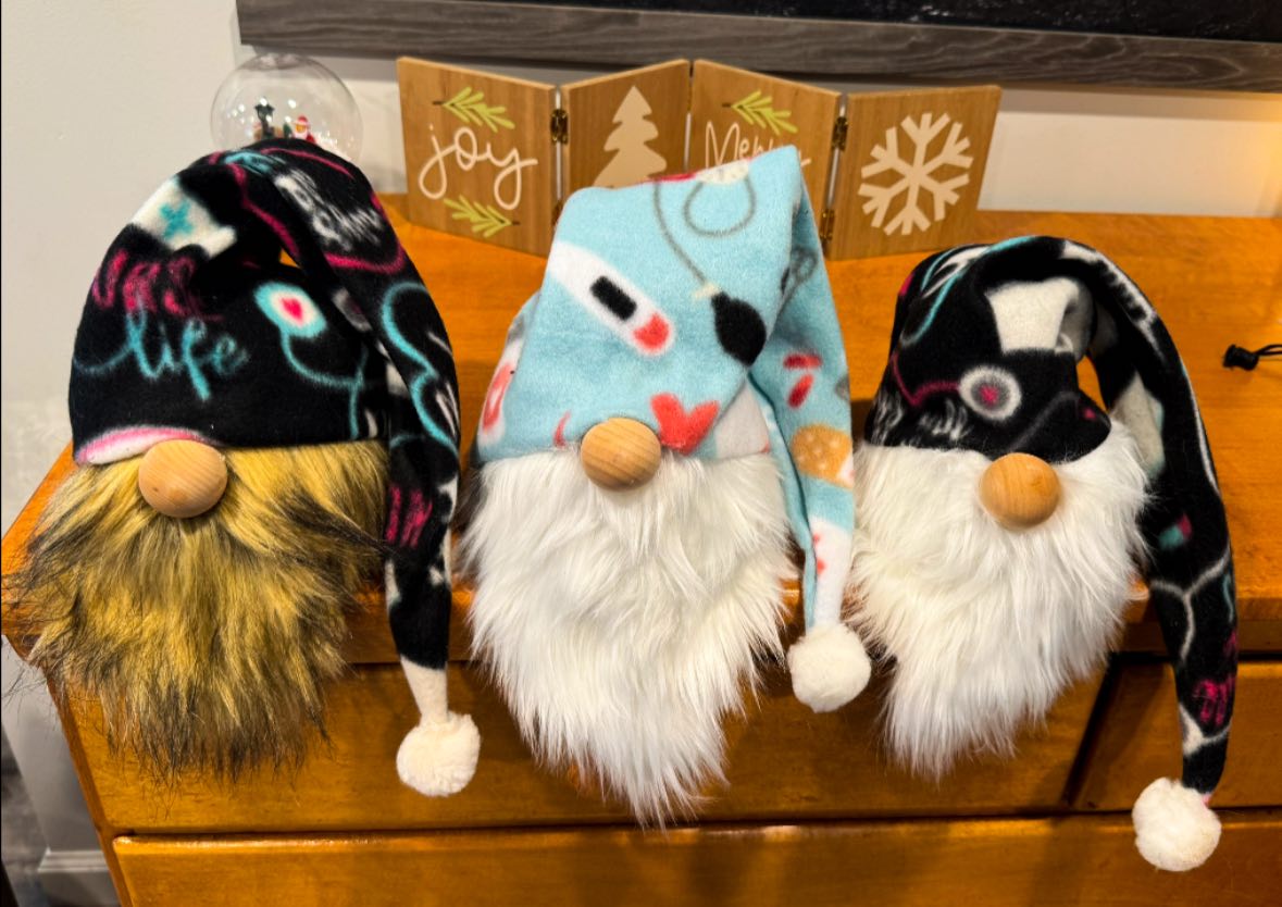 Holiday Gnome Trio with themed hats